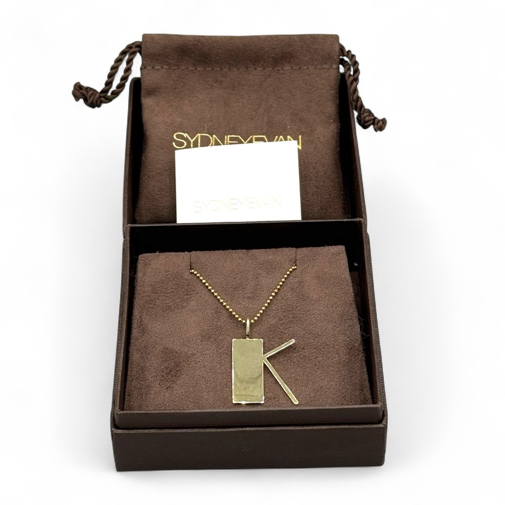 Sydney Evan 14k Gold Large Initial ‘K’ Necklace Fine Jewelry 18” Ball Chain